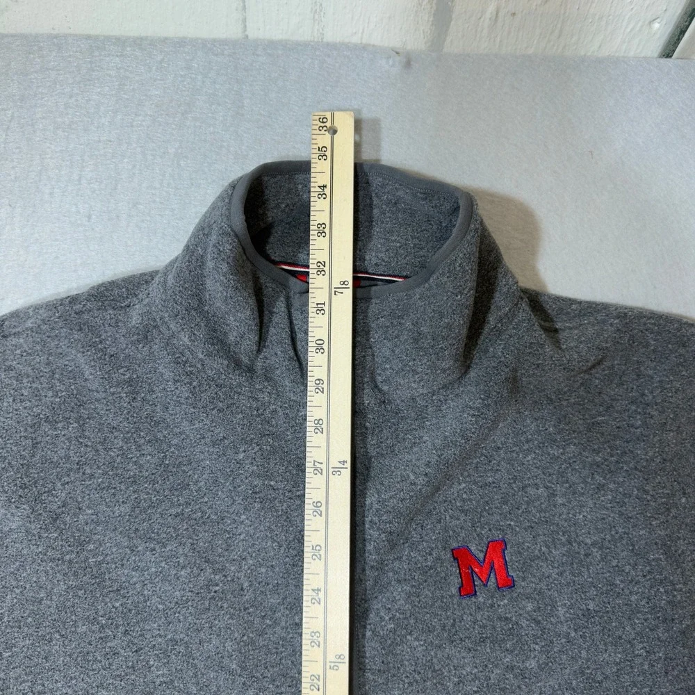 Tommy Hilfiger Mens 2XL Gray Full Zip Fleece Jacket Embroidered Logo M Mock Neck
